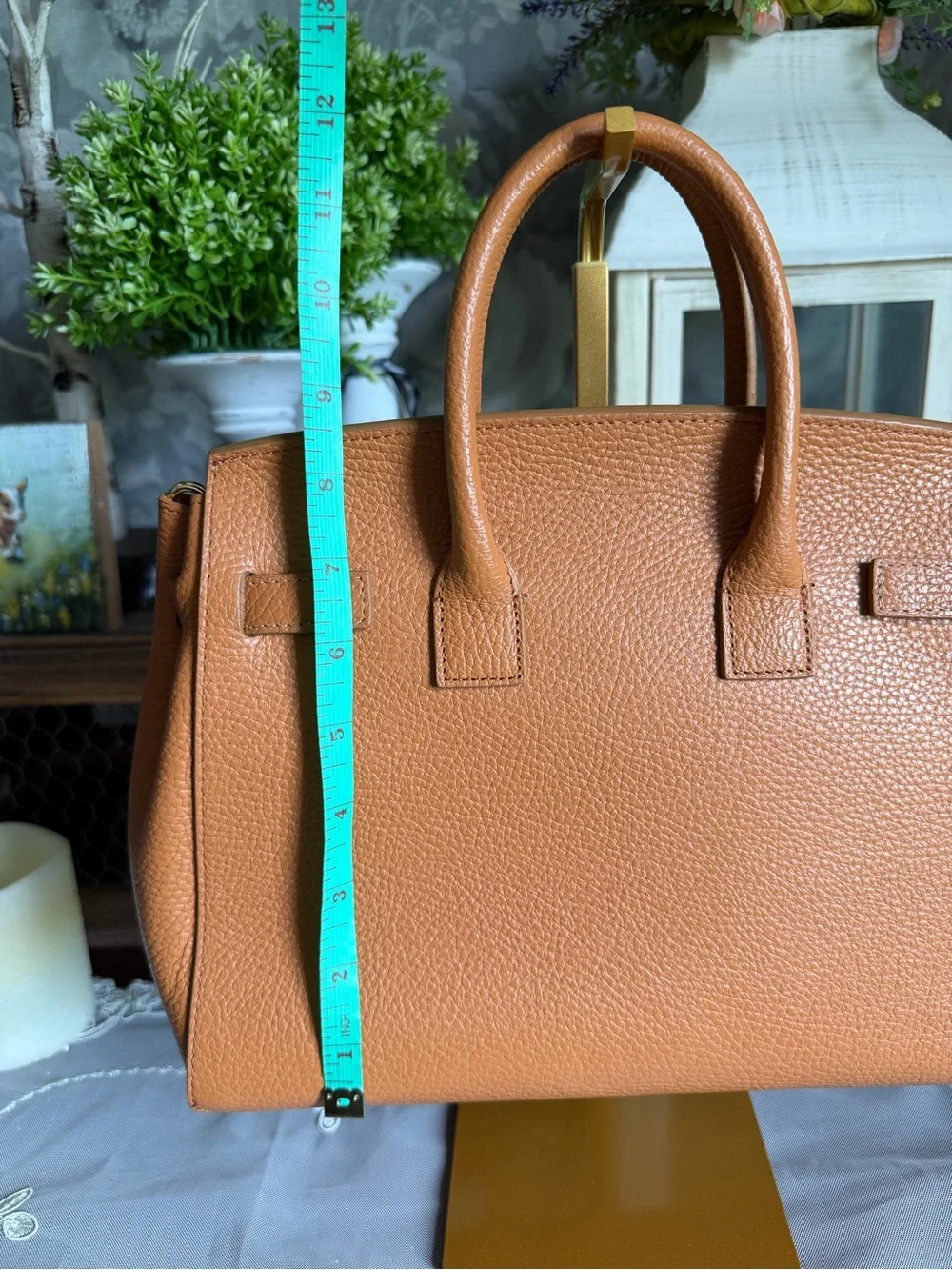 NWOT Teddy Blake Gigi Stampato Camel Leather Top-Handle 11” Satchel